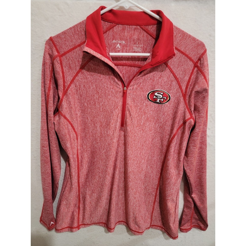 Antigua San Francisco 49ers Red Heathered 1/2 Zip Pullover Jacket Mens L